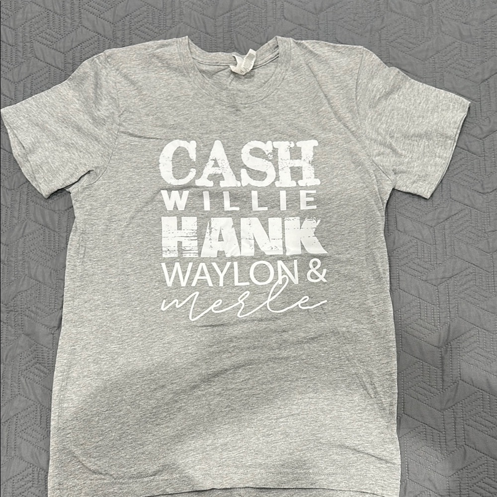 Gray Graphic T-Shirt with White Text